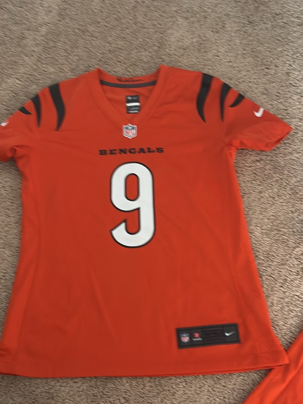 NFL Orange Nike On-Field Jersey Collar Detail
